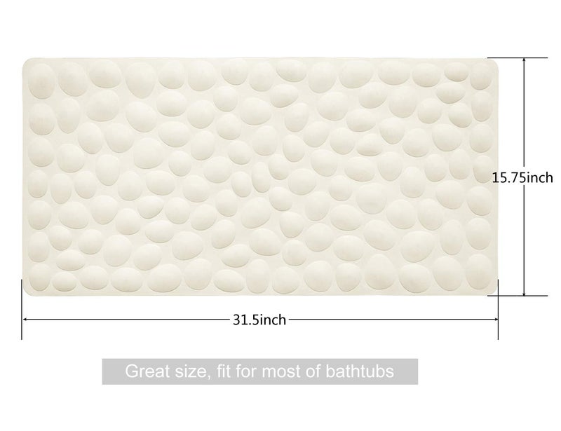 OTHWAY Non-Slip Bathtub Mat OTHWAY Soft Rubber Bathroom Bathmat with Strong Suction Cups (Beige) - Image 3
